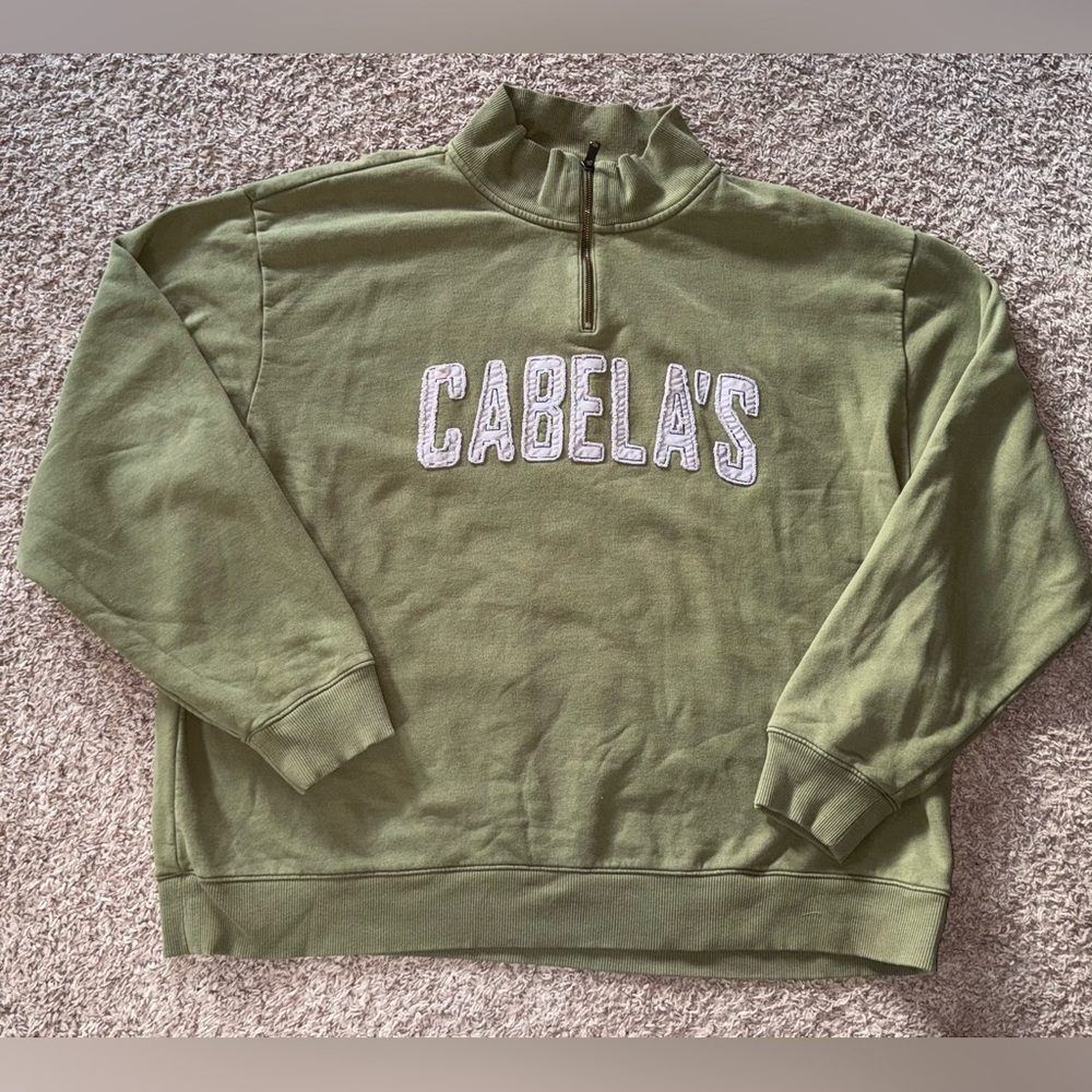 Cabela’s 1/4 Zip Pullover Sweatshirt Men’s 2XL Green Embroidered Logo